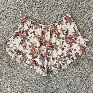 Brandy Melville Soft Floral Ruffle Lounge Shorts